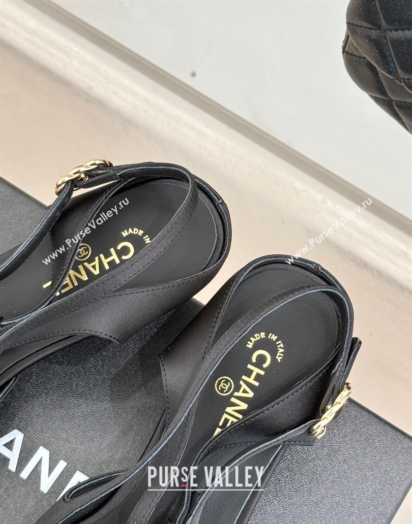 Chanel Satin Grosgrain Wedge Slingbacks Black 2025 CH041724 (MD-250417142)