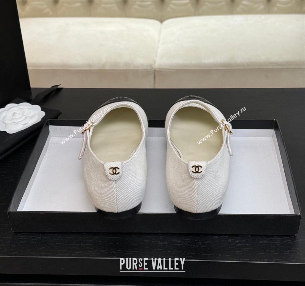 Chanel Cotton Lambskin Mary Janes Ballet Flats White 2025 G46379 (MD-250417126)