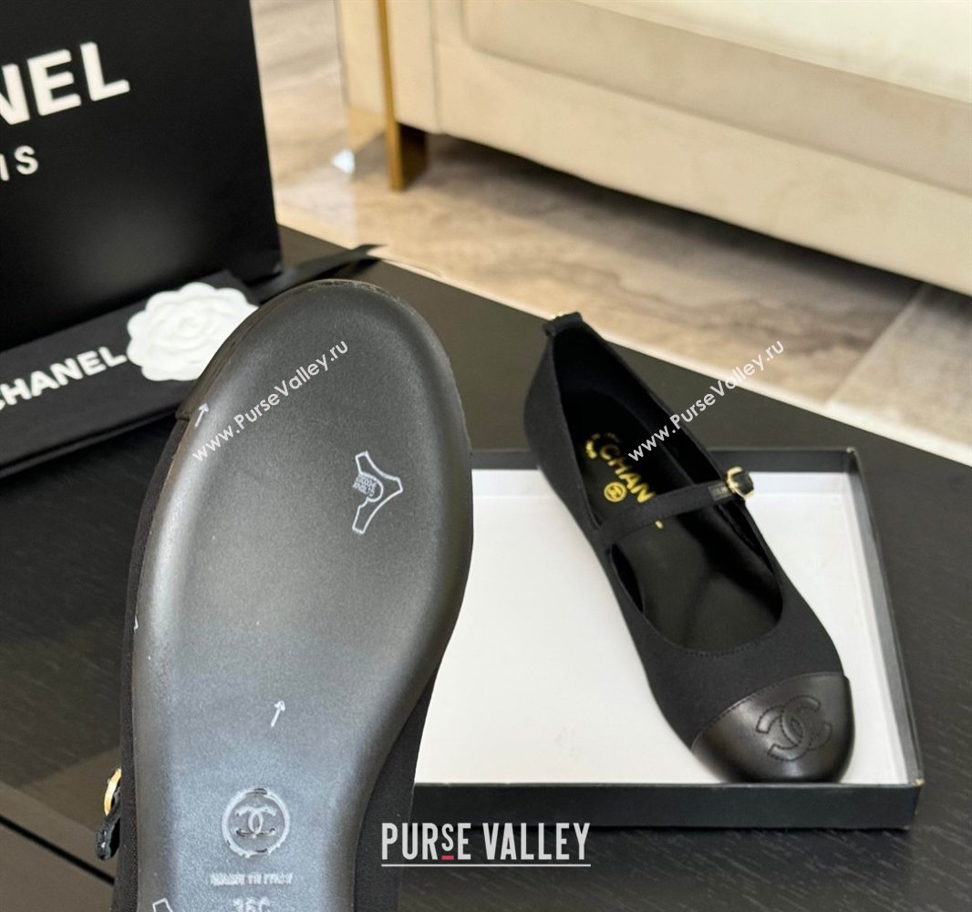 Chanel Cotton Lambskin Mary Janes Ballet Flats Black 2025 G46379 (MD-250417127)