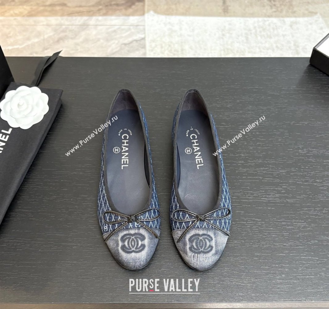 Chanel Quilted Denim Classic Ballet Flats Navy Blue 2025 G02819 0417 (MD-250417119)