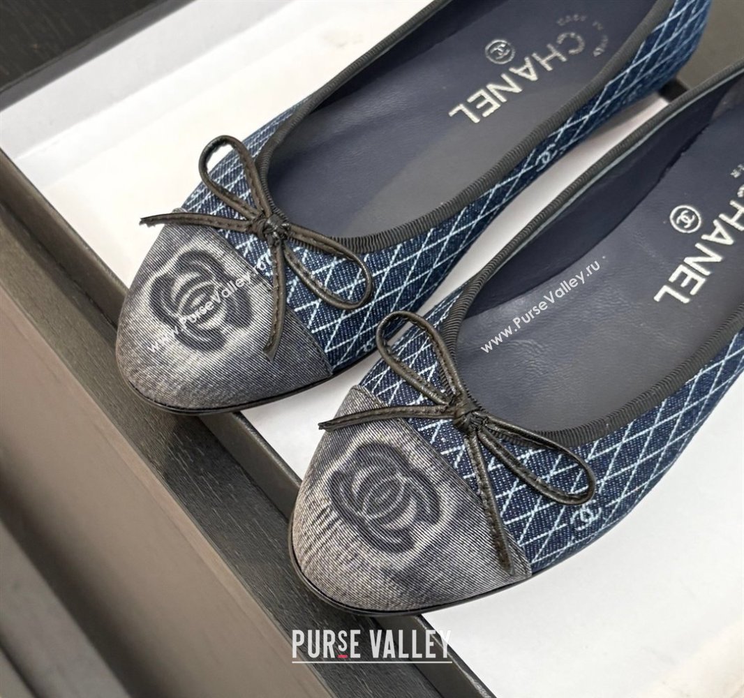 Chanel Quilted Denim Classic Ballet Flats Navy Blue 2025 G02819 0417 (MD-250417119)