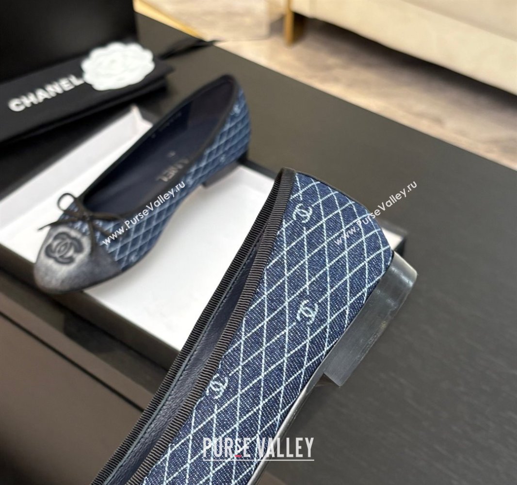 Chanel Quilted Denim Classic Ballet Flats Navy Blue 2025 G02819 0417 (MD-250417119)