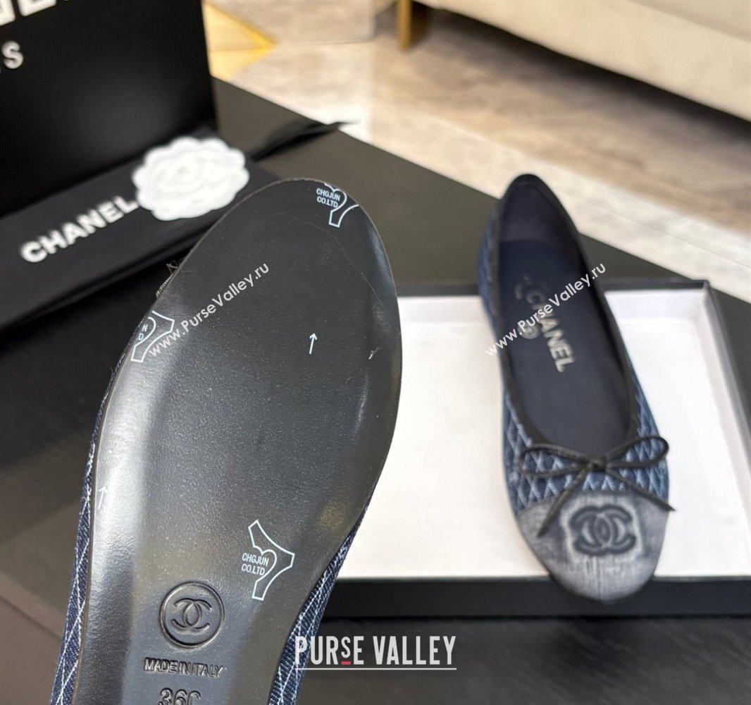 Chanel Quilted Denim Classic Ballet Flats Navy Blue 2025 G02819 0417 (MD-250417119)