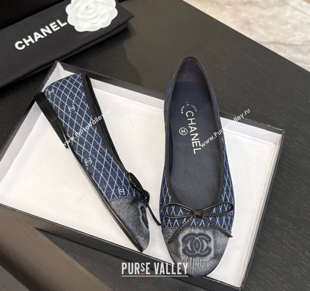 Chanel Quilted Denim Classic Ballet Flats Navy Blue 2025 G02819 0417 (MD-250417119)