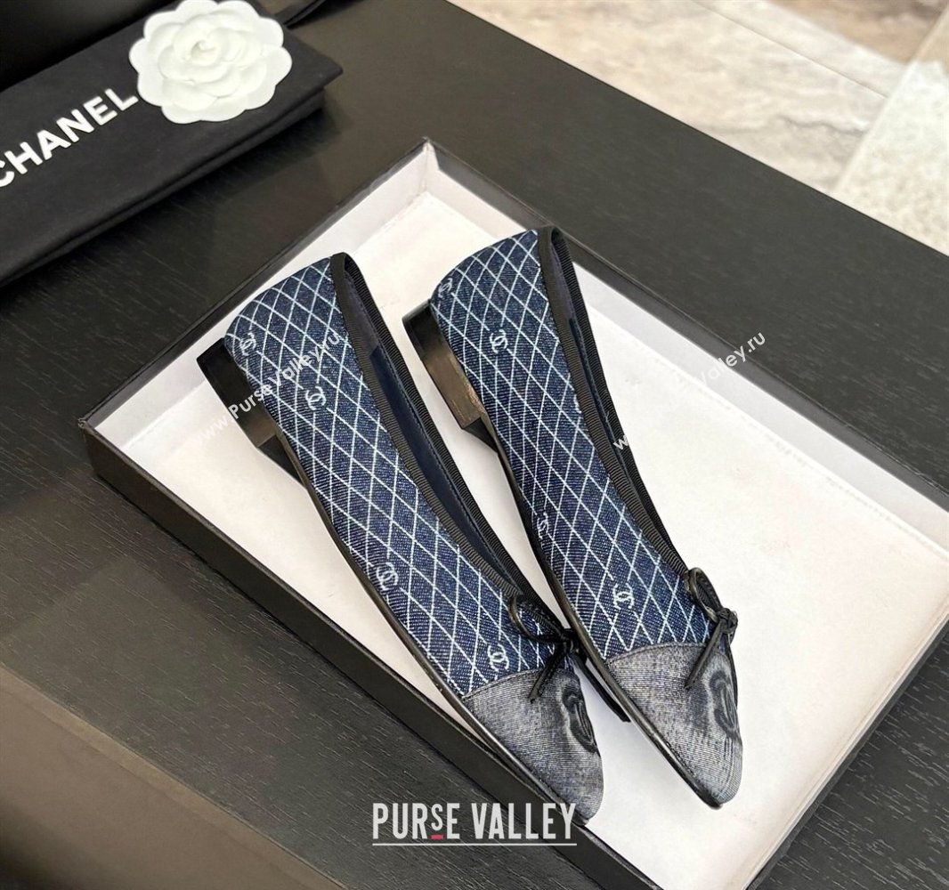 Chanel Quilted Denim Classic Ballet Flats Navy Blue 2025 G02819 0417 (MD-250417119)