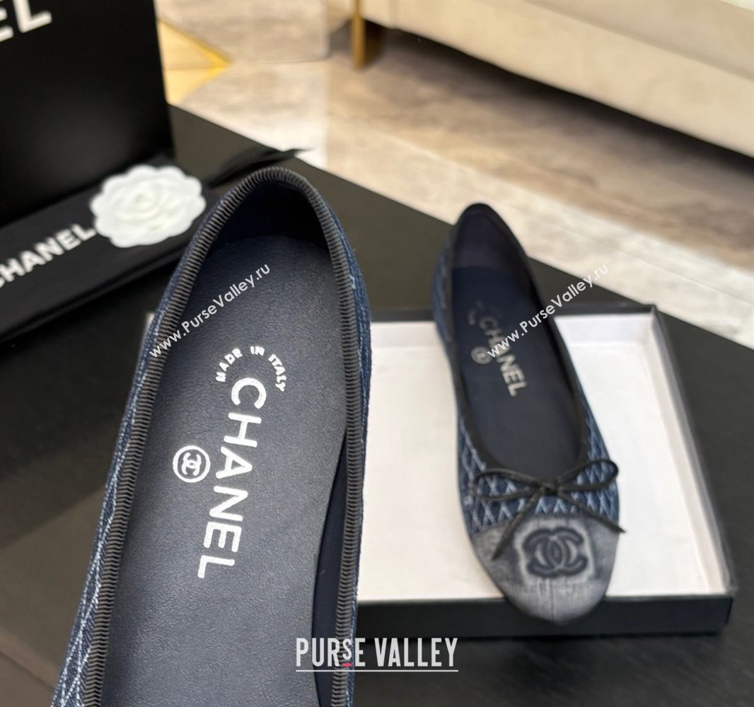 Chanel Quilted Denim Classic Ballet Flats Navy Blue 2025 G02819 0417 (MD-250417119)