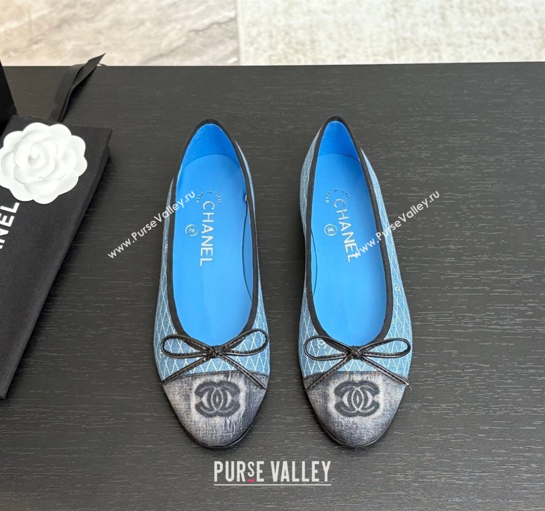 Chanel Quilted Denim Classic Ballet Flats Light Blue 2025 G02819 0417 (MD-250417120)