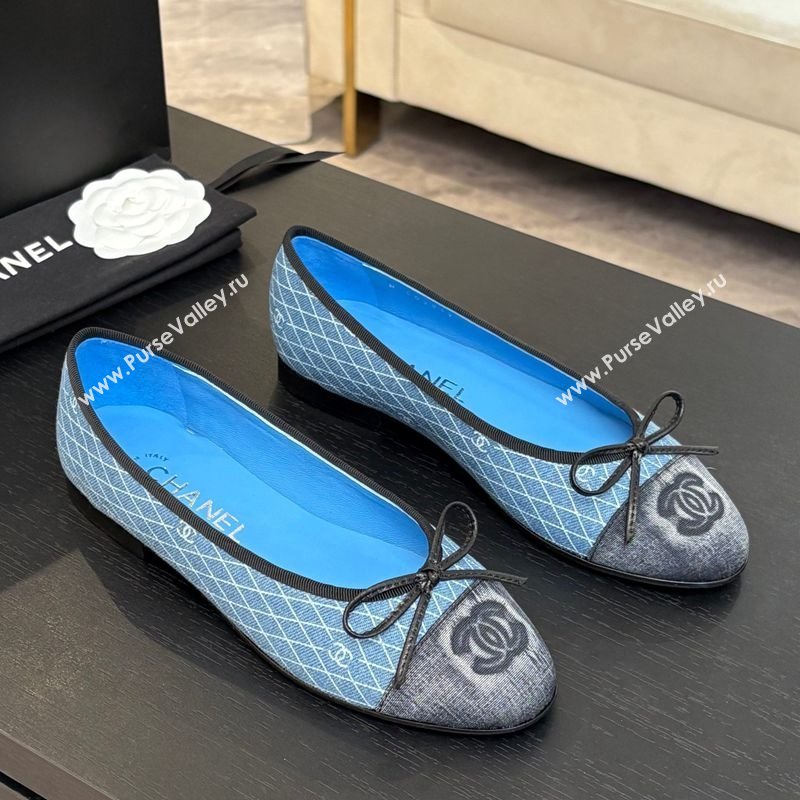 Chanel Quilted Denim Classic Ballet Flats Light Blue 2025 G02819 0417 (MD-250417120)