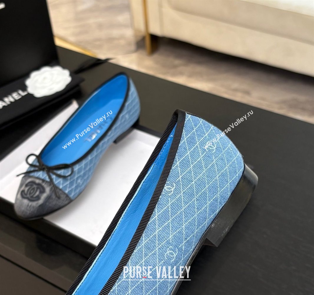 Chanel Quilted Denim Classic Ballet Flats Light Blue 2025 G02819 0417 (MD-250417120)