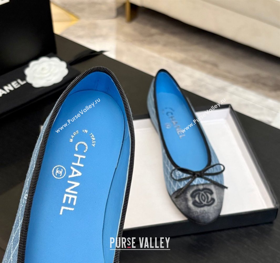 Chanel Quilted Denim Classic Ballet Flats Light Blue 2025 G02819 0417 (MD-250417120)