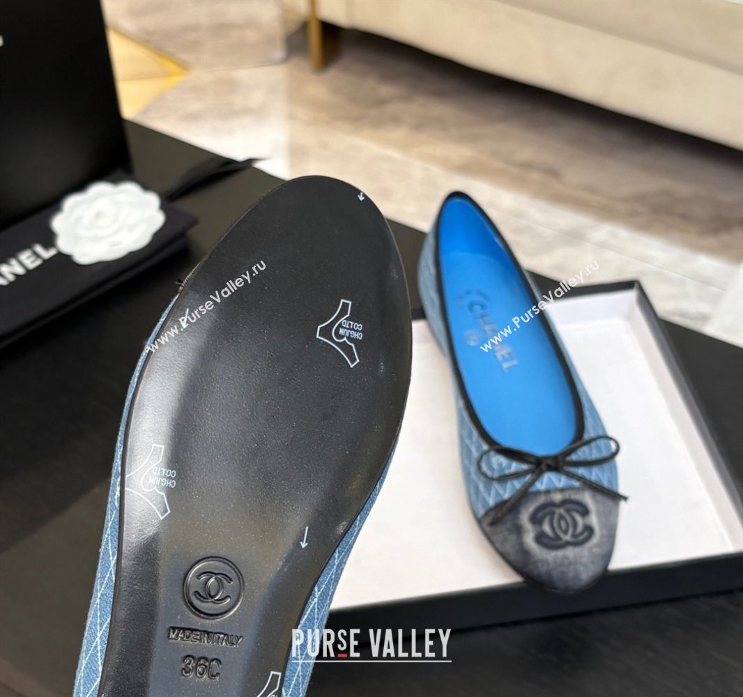 Chanel Quilted Denim Classic Ballet Flats Light Blue 2025 G02819 0417 (MD-250417120)