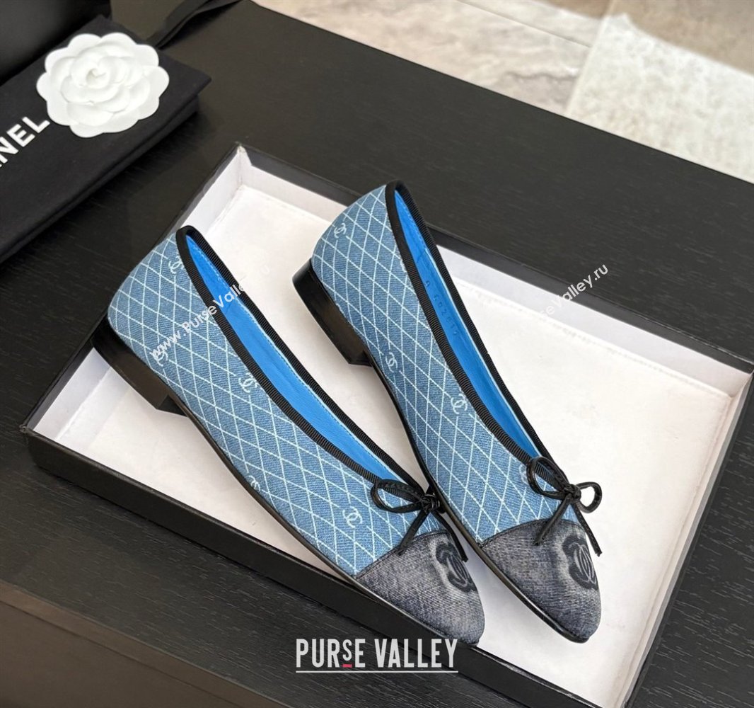 Chanel Quilted Denim Classic Ballet Flats Light Blue 2025 G02819 0417 (MD-250417120)