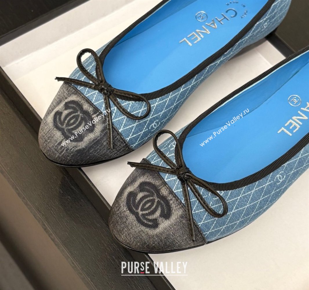 Chanel Quilted Denim Classic Ballet Flats Light Blue 2025 G02819 0417 (MD-250417120)