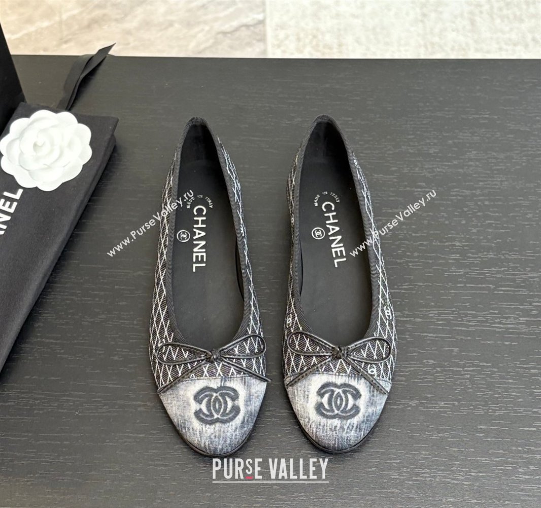 Chanel Quilted Denim Classic Ballet Flats Black 2025 G02819 0417 (MD-250417121)