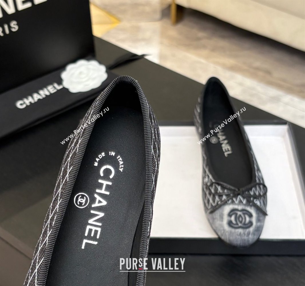 Chanel Quilted Denim Classic Ballet Flats Black 2025 G02819 0417 (MD-250417121)