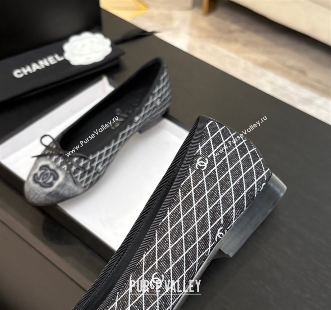 Chanel Quilted Denim Classic Ballet Flats Black 2025 G02819 0417 (MD-250417121)