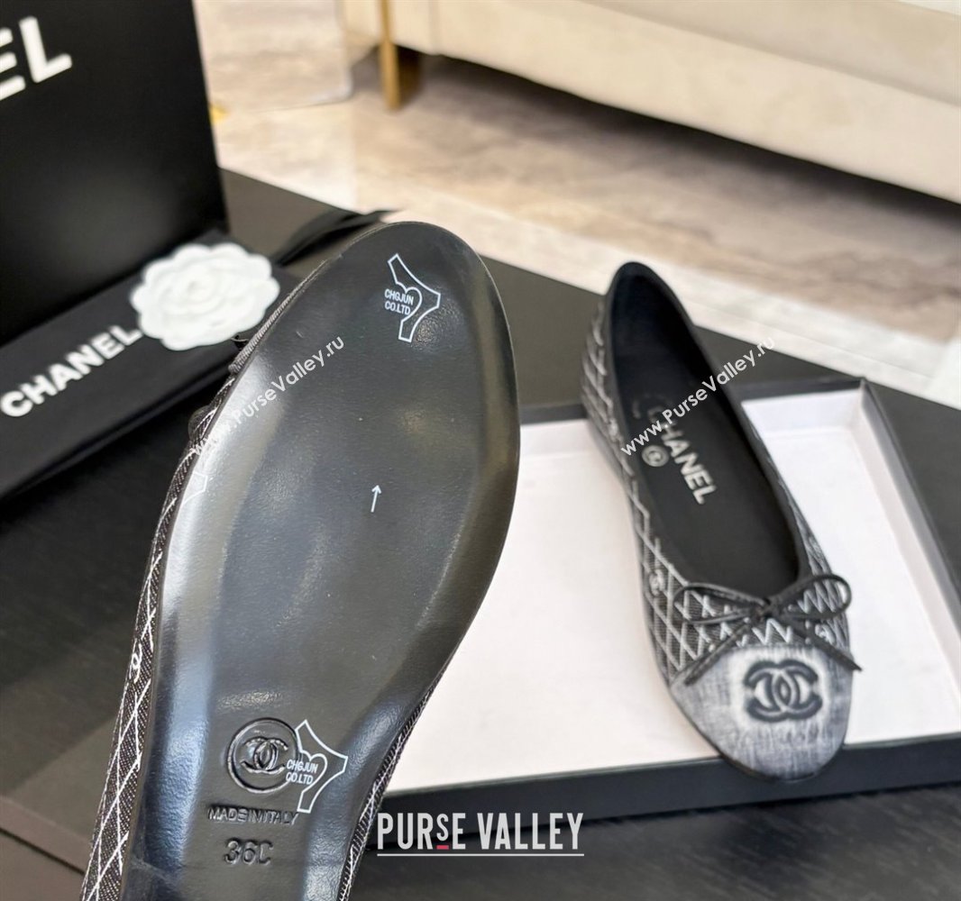Chanel Quilted Denim Classic Ballet Flats Black 2025 G02819 0417 (MD-250417121)