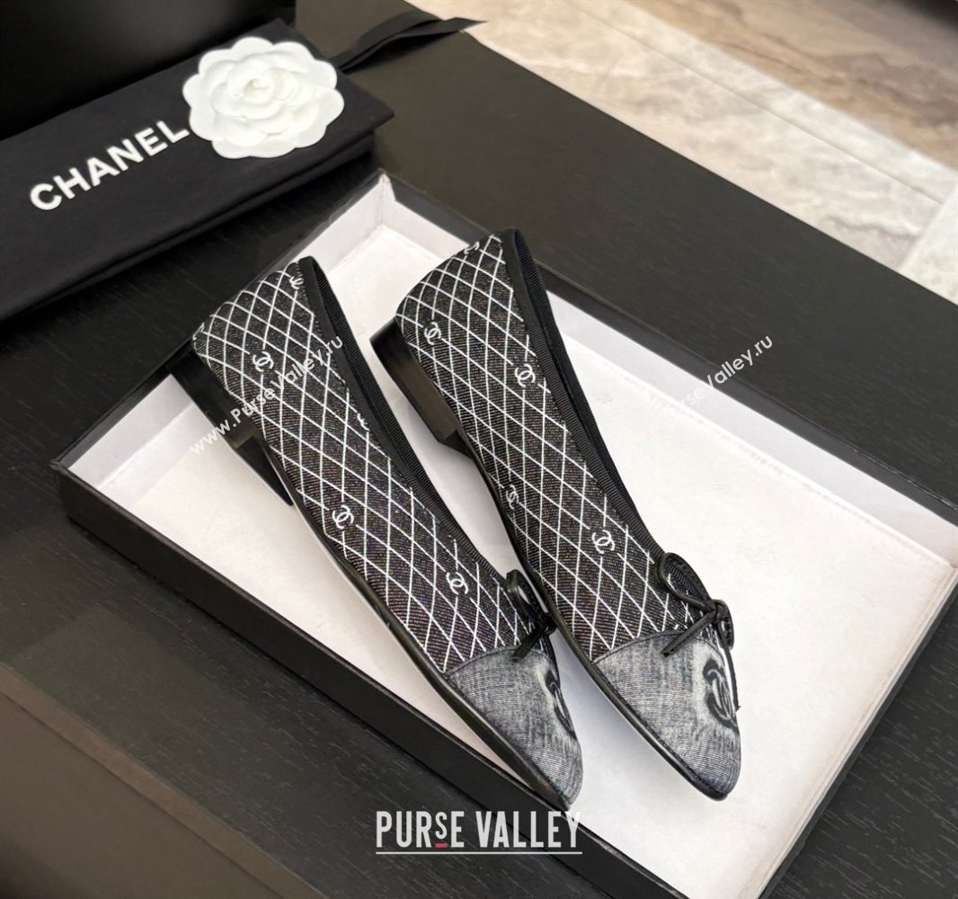 Chanel Quilted Denim Classic Ballet Flats Black 2025 G02819 0417 (MD-250417121)