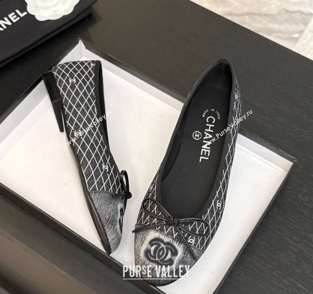 Chanel Quilted Denim Classic Ballet Flats Black 2025 G02819 0417 (MD-250417121)