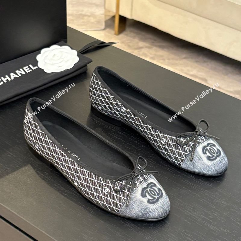 Chanel Quilted Denim Classic Ballet Flats Black 2025 G02819 0417 (MD-250417121)