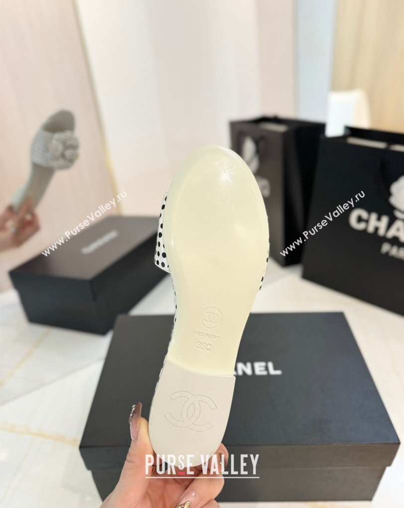 Chanel Camellia Dotted Lambskin Flat Slides Sandal G45499 White 2025 (MD-250417104)