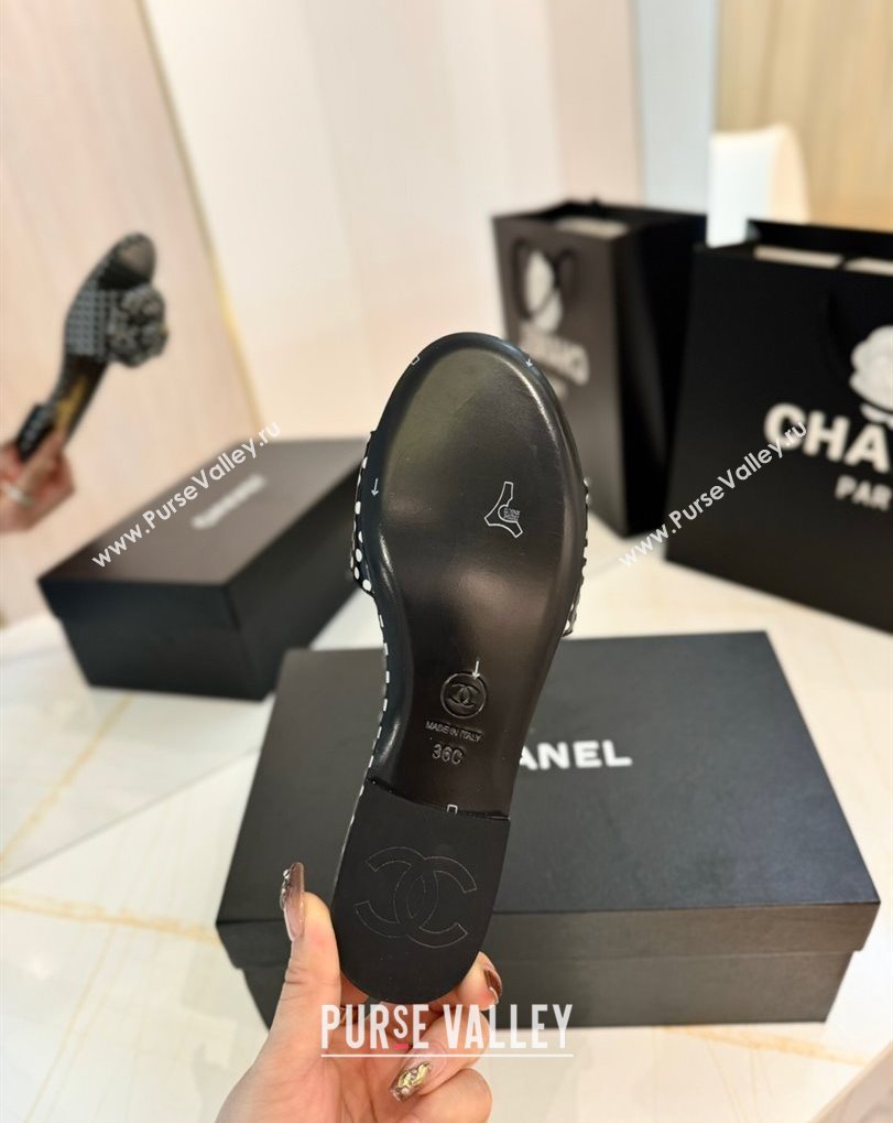 Chanel Camellia Bloom Lambskin Flat Slides Sandal G45499 Black 2025 (MD-250417105)