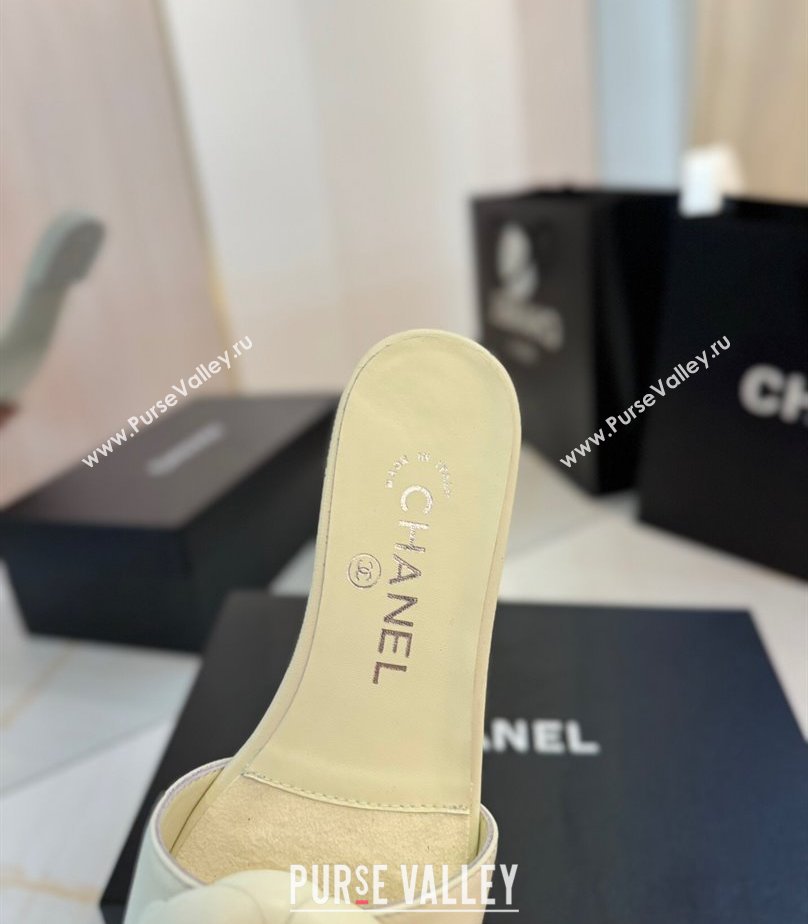 Chanel Camellia Bloom Lambskin Flat Slides Sandal G45499 White 2025 (MD-250417103)