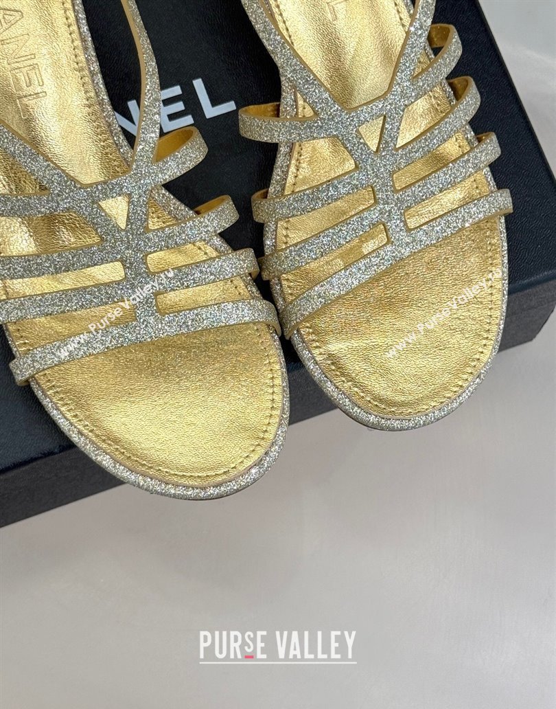 Chanel Glitters Heel Sandals 5cm Gold 2025 CH041713 (MD-250417065)