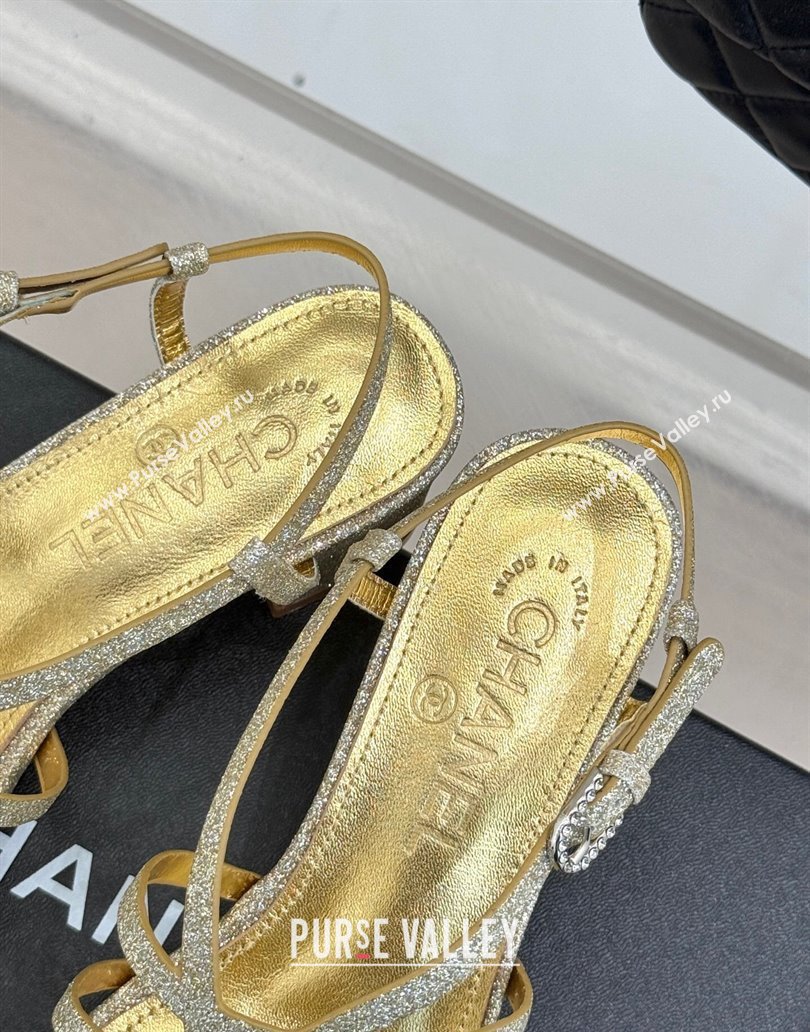 Chanel Glitters Heel Sandals 5cm Gold 2025 CH041713 (MD-250417065)