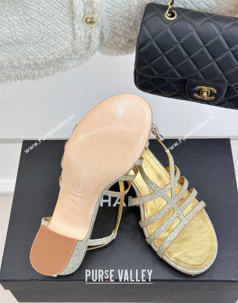 Chanel Glitters Heel Sandals 5cm Gold 2025 CH041713 (MD-250417065)