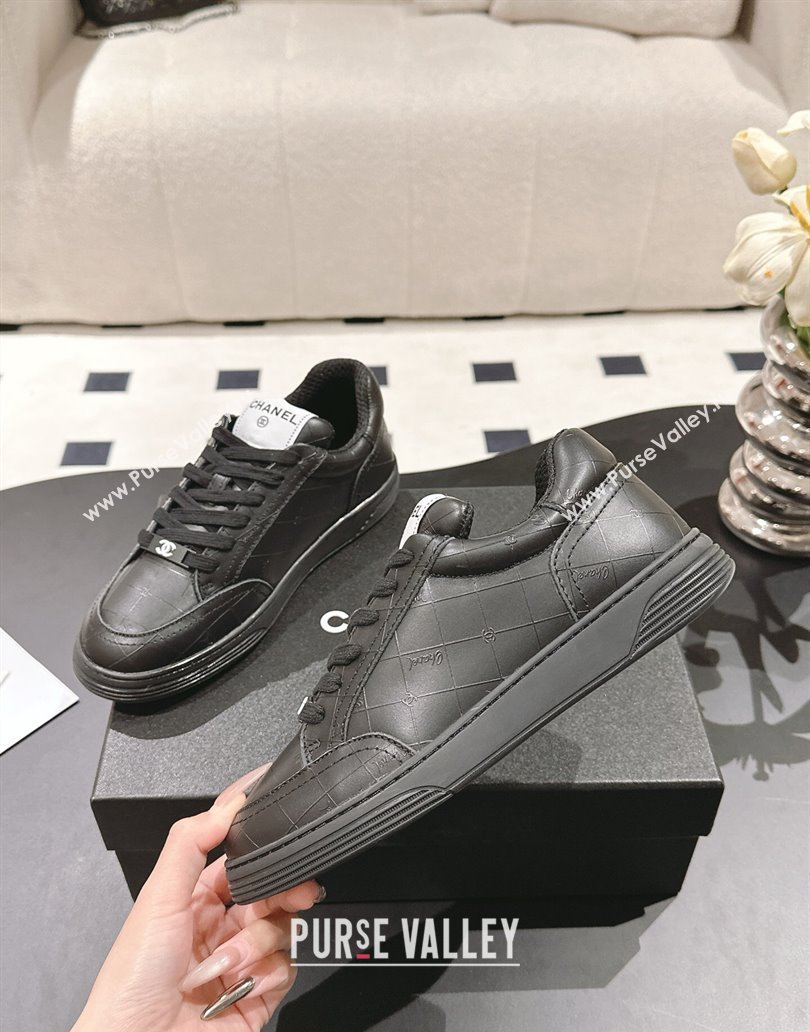 Chanel Banx Check Silky Calfskin Sneakers Black Leather 2025 CH041714 (MD-250417070)