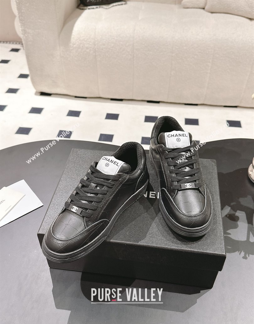 Chanel Banx Check Silky Calfskin Sneakers Black Leather 2025 CH041714 (MD-250417070)