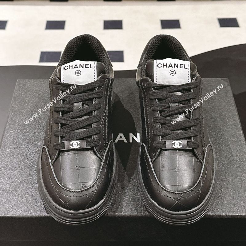 Chanel Banx Check Silky Calfskin Sneakers Black Leather 2025 CH041714 (MD-250417070)