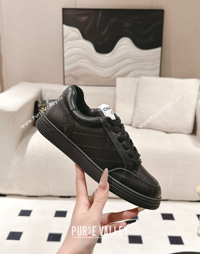 Chanel Banx Check Silky Calfskin Sneakers Black Leather 2025 CH041714 (MD-250417070)