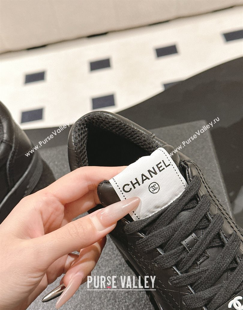 Chanel Banx Check Silky Calfskin Sneakers Black Leather 2025 CH041714 (MD-250417070)