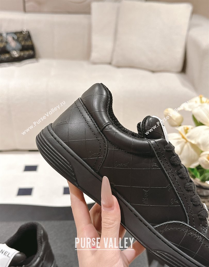 Chanel Banx Check Silky Calfskin Sneakers Black Leather 2025 CH041714 (MD-250417070)