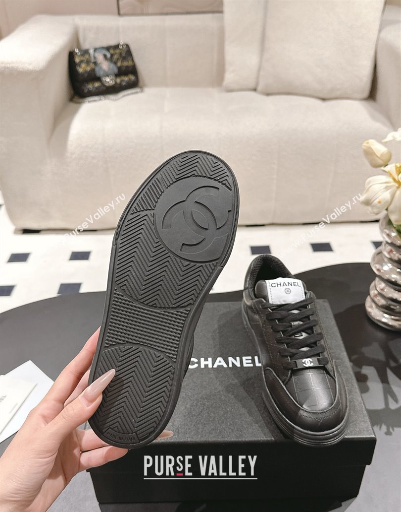 Chanel Banx Check Silky Calfskin Sneakers Black Leather 2025 CH041714 (MD-250417070)