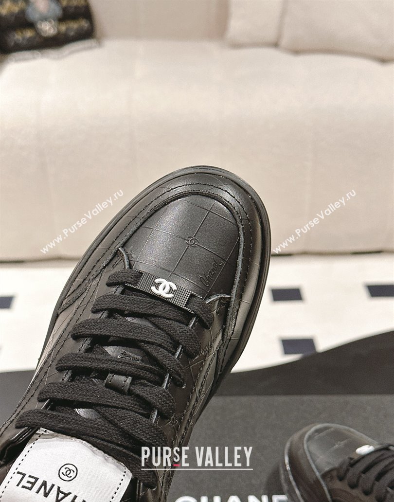 Chanel Banx Check Silky Calfskin Sneakers Black Leather 2025 CH041714 (MD-250417070)