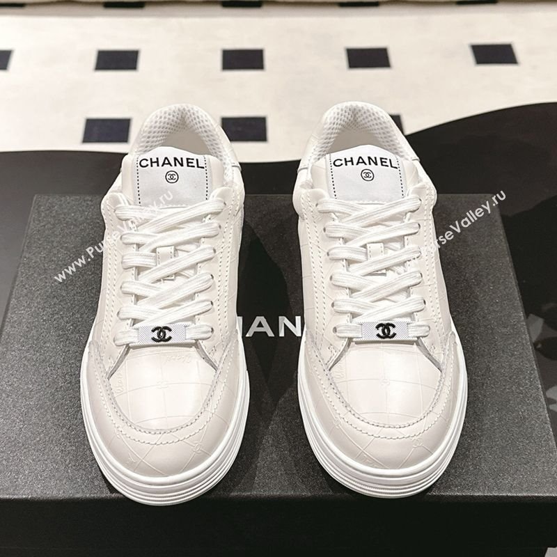 Chanel Banx Check Silky Calfskin Sneakers White Leather 2025 CH041714 (MD-250417071)