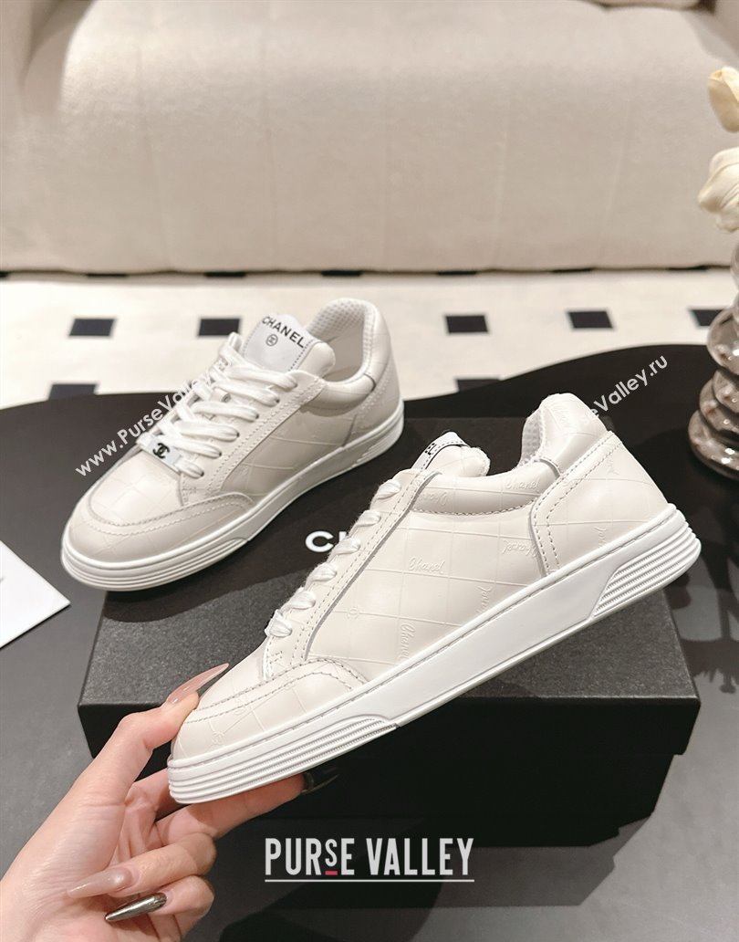 Chanel Banx Check Silky Calfskin Sneakers White Leather 2025 CH041714 (MD-250417071)