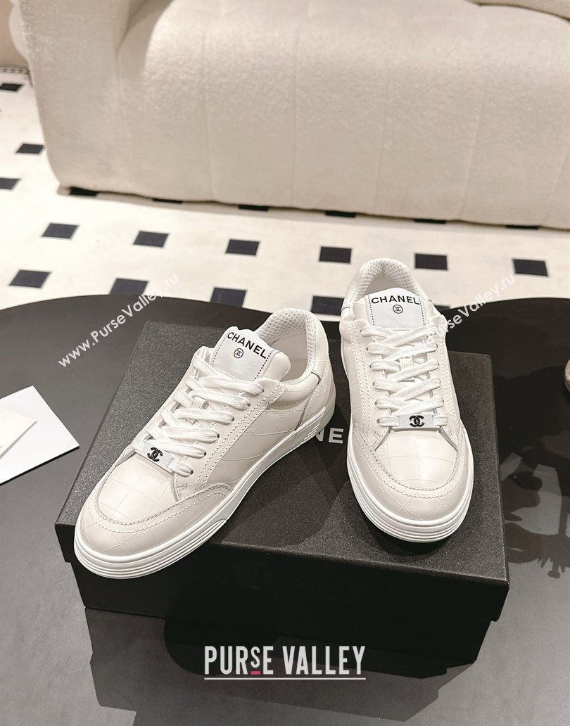 Chanel Banx Check Silky Calfskin Sneakers White Leather 2025 CH041714 (MD-250417071)