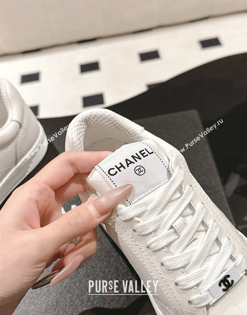 Chanel Banx Check Silky Calfskin Sneakers White Leather 2025 CH041714 (MD-250417071)