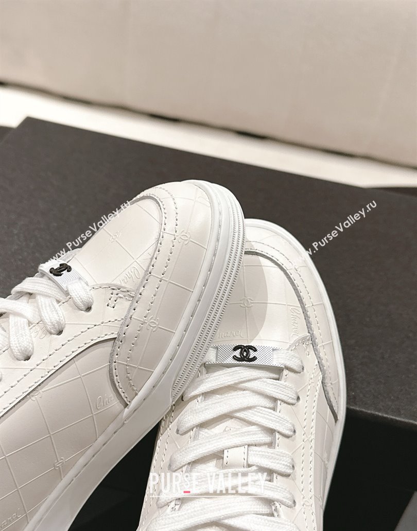 Chanel Banx Check Silky Calfskin Sneakers White Leather 2025 CH041714 (MD-250417071)