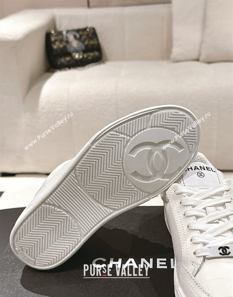 Chanel Banx Check Silky Calfskin Sneakers White Leather 2025 CH041714 (MD-250417071)