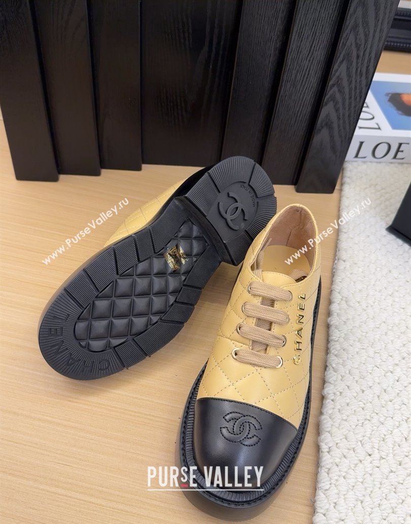 Chanel Quilted Calfskin Heel Lace-up Shoes 5.5cm Beige 2025 CH041716 (MD-250417079)