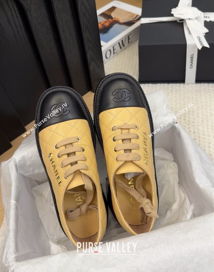 Chanel Quilted Calfskin Heel Lace-up Shoes 5.5cm Beige 2025 CH041716 (MD-250417079)