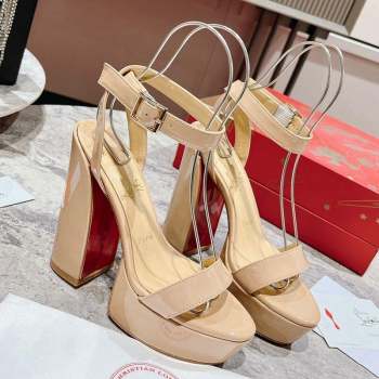 Christian Louboutin Movida Sabina Platform High Heel Sandals 13cm in Patent Leather Nude 2023 (MD-231014005)