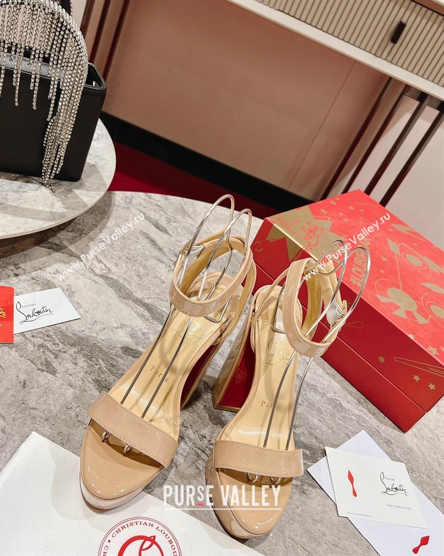 Christian Louboutin Movida Sabina Platform High Heel Sandals 13cm in Patent Leather Nude 2023 (MD-231014005)