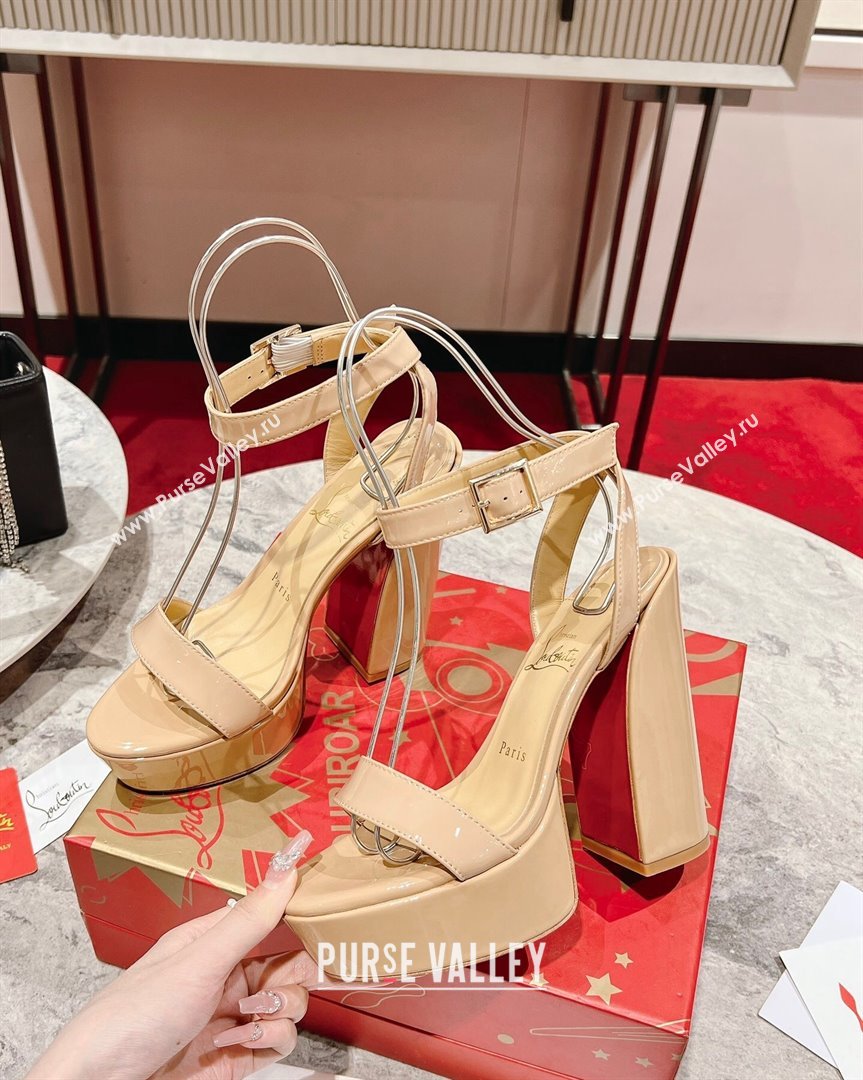 Christian Louboutin Movida Sabina Platform High Heel Sandals 13cm in Patent Leather Nude 2023 (MD-231014005)