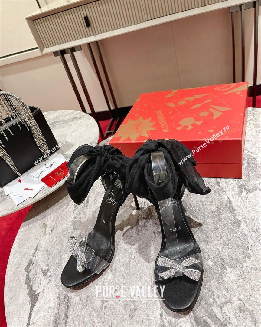 Christian Louboutin Astrinodo High Heel Sandals 10cm in PVC with Bow Black 2023 (MD-231014016)